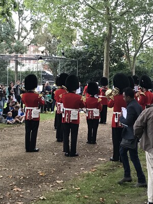 Irish guards on a dirt path